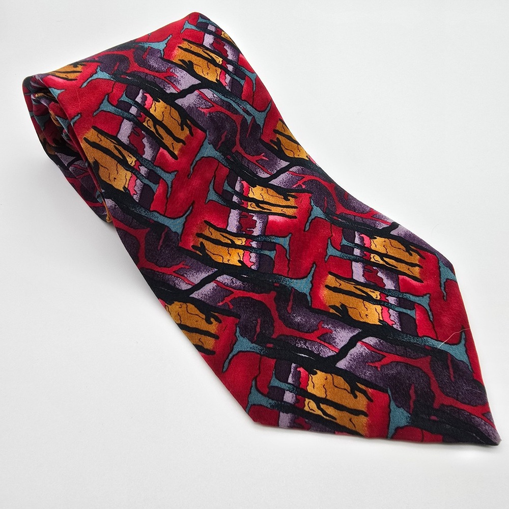 J. Garcia California Mission‎ Collection Nine Silk Tie Red Abstract Stonehenge